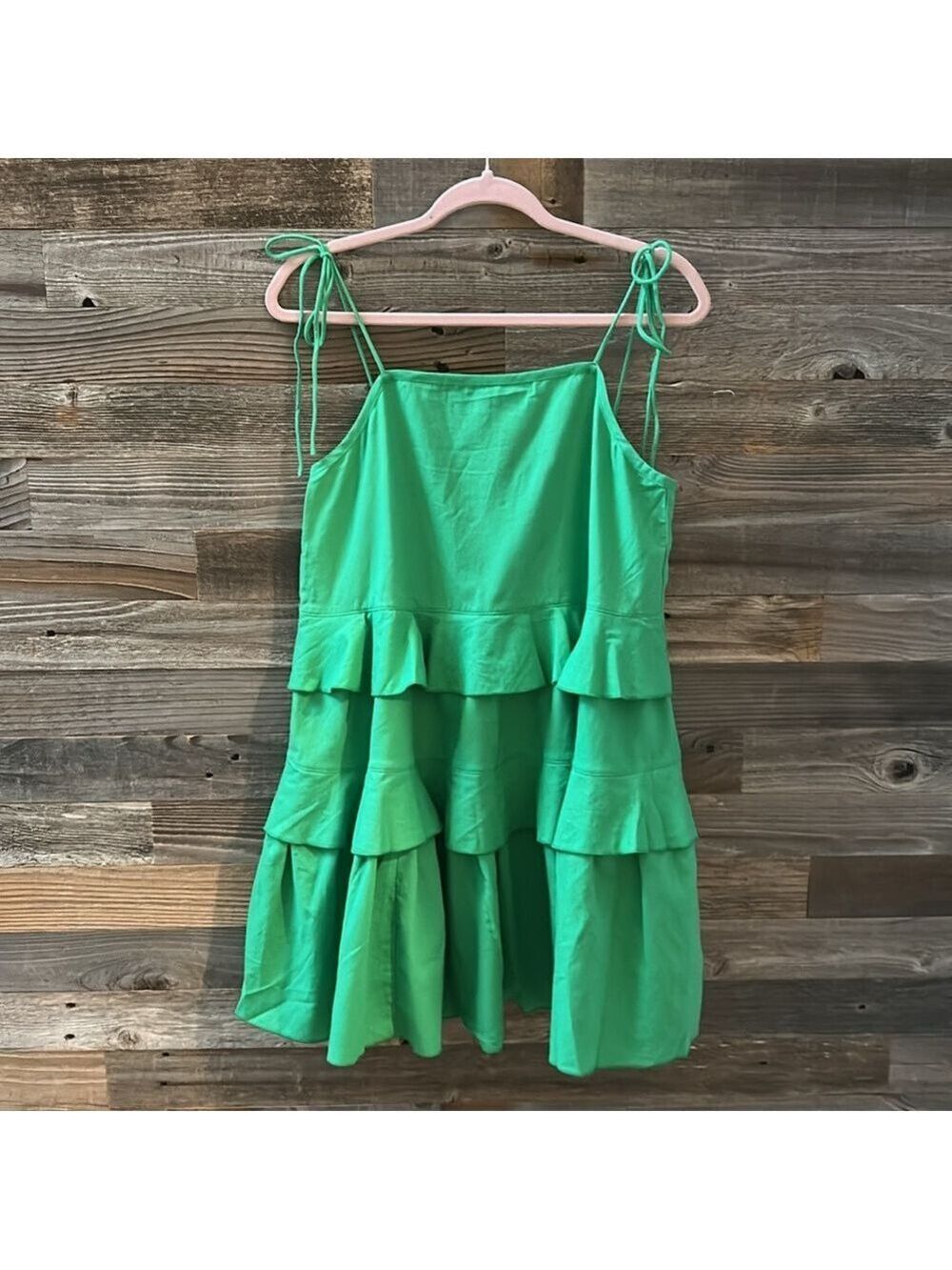 Cousin The Label Belize Dress in Kelly Green Tired Tie Strap Sundress Small NWT - Picture 3 of 9